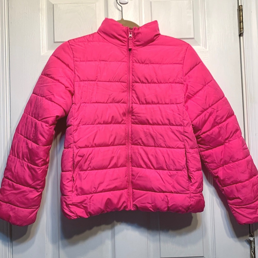 The Childrens Place Puffer Jacket Size XL 14 Pink Quilted Full Zip Barbiecore
